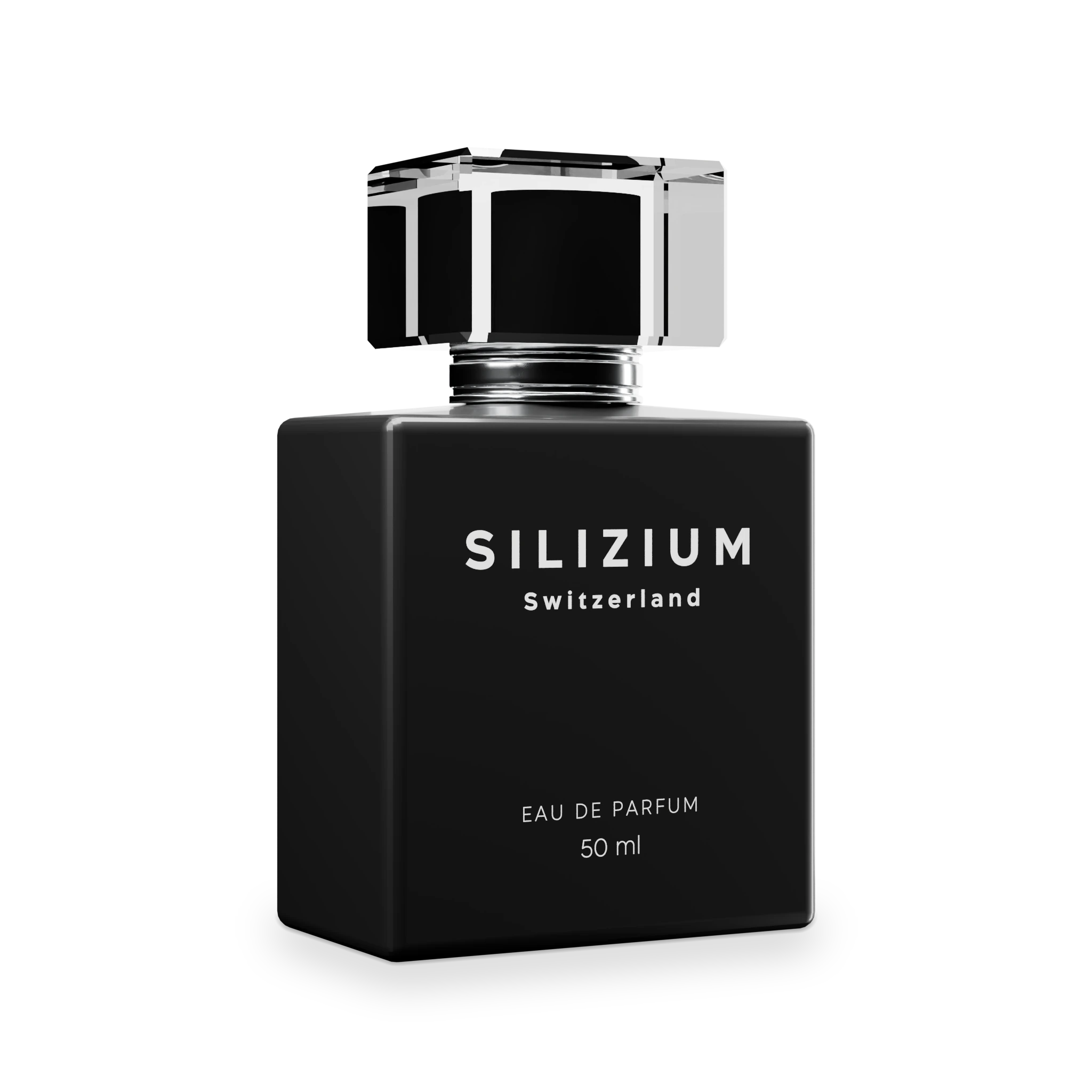SILIZIUM Fragment 01 Eau de Parfum 50 ml als schwarzer Flakon auf hellem Grund